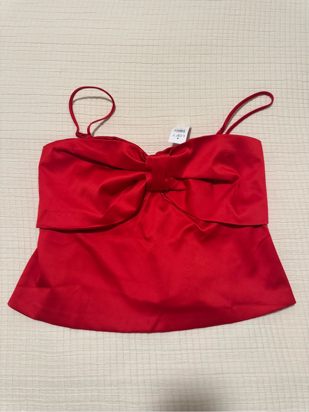 Loft red crop top bow nwt